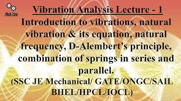 Vibration Analysis Lecture 1: D-Alembert’s principle, natural vibration & its equation,  springs .