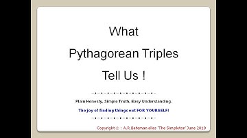 What Pythagorean Triples Tell Us !