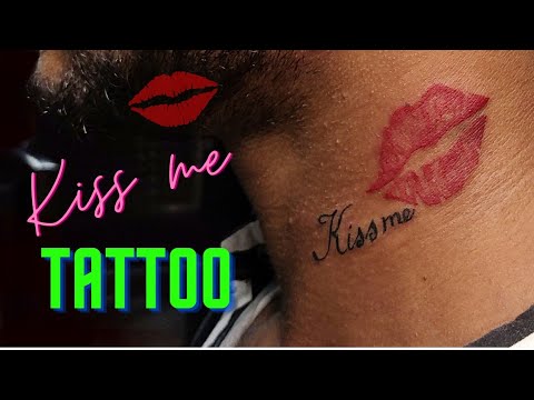 kiss me lips 💋 tattoo on neck by Prakash at tattoo writers dhamnod ...