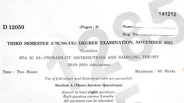 3rd Sem Complimentary Statistics QP 2021 | Calicut University | #heypeople #3rdsemester