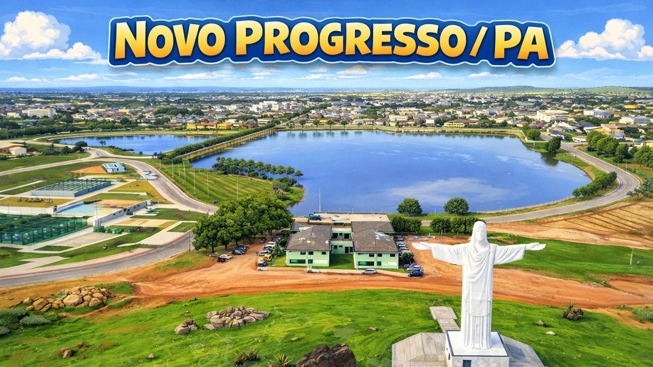 Novo Progresso/PA vista do alto | Lago Municipal, BR-163 e Centro Urbano | Imagens Aéreas com Drone