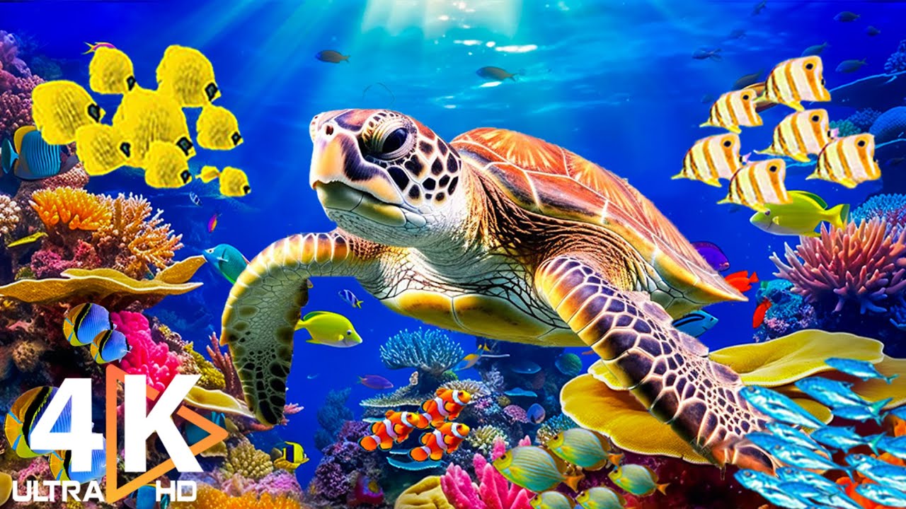 Under Red Sea 4K - Beautiful Coral Reef Fish in Aquarium, Sea Animals ...