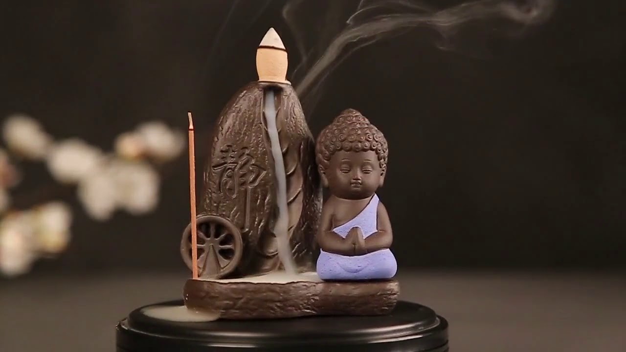 Incense Cones + Burner Home Decor The Little Monk Small Buddha Backflow  Incense Burner - YouTube