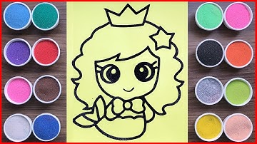 Sand painting a little mermaid big head, disney princess Ariel little mermaid, drawing, sand art