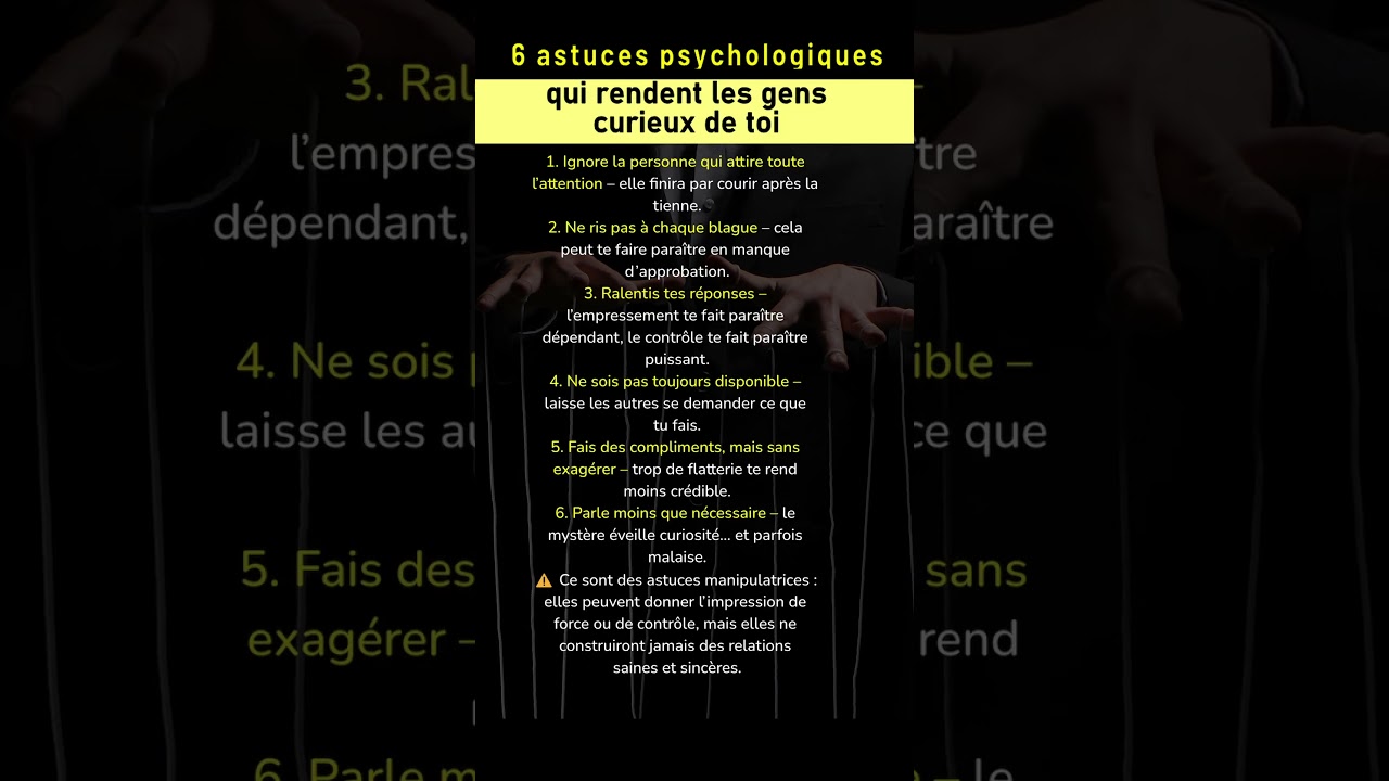 6 astuces psychologiques qui rendent les gens curieux de toi (attention : manipulatrices)