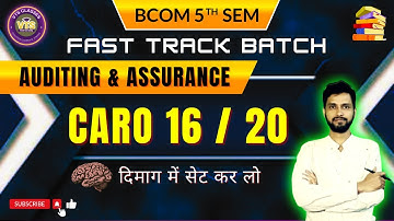B.Com 5th Sem | Auditing & Assurance | CARO 16/20 @vinodtarasandipClasses