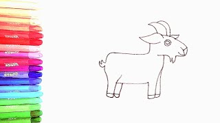 Menggambar dan Mewarnai Kambing untuk anak-anak | Let's Draw an Easy Goat for kids | Yippiezzy