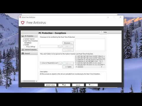 How to manually add files of folders to Avira antivirus exclusion list