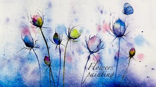 Watercolor Flowers Painting .a simple background . easy & Soft & Dreamy Floral Art . screenshot 3