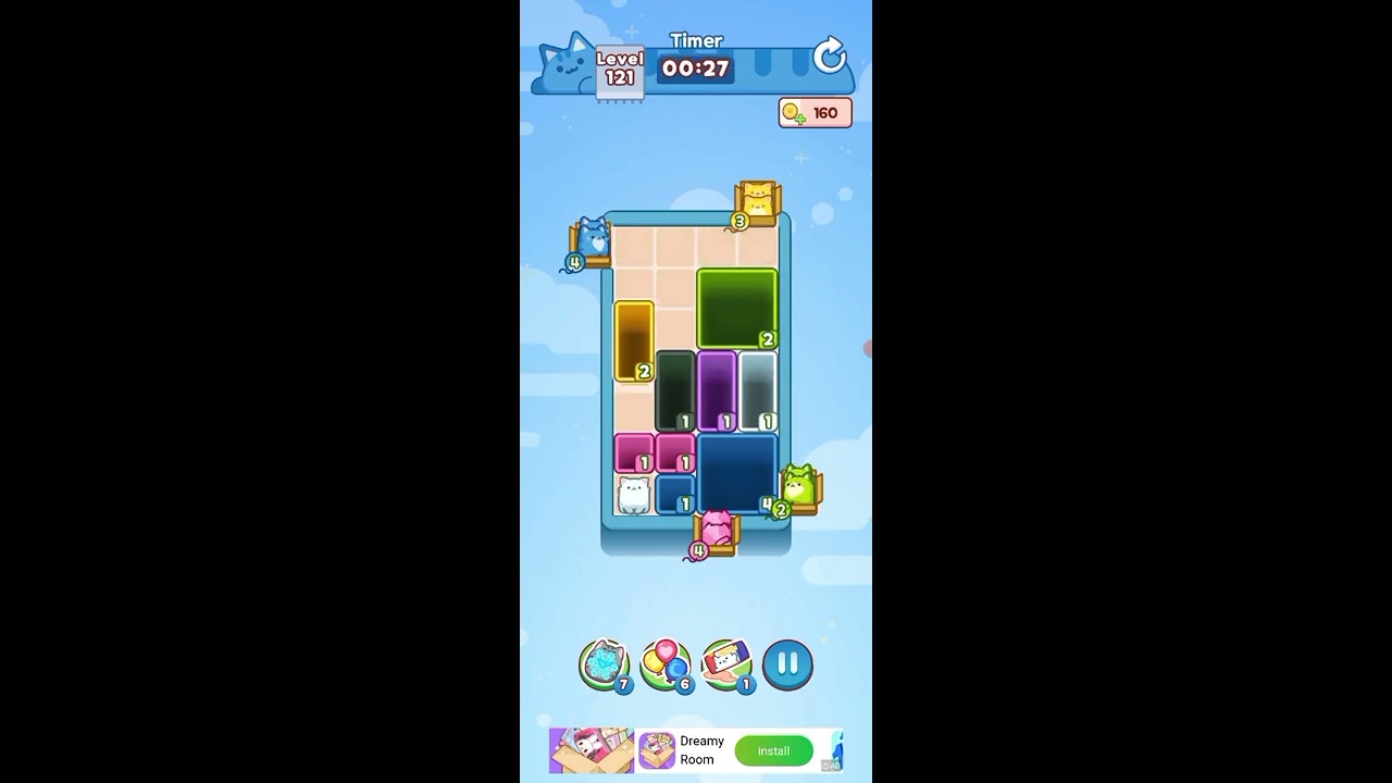 Drop the Cat! Level 121 solution walkthrough 