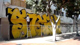 Barry McGee painting in Downtown San Diego | San Diego, California 6/22/2010