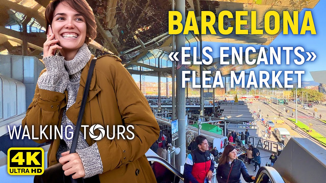 4K Barcelona (Spain) «Els Encants» Flea Market Walking Tour • January 2023