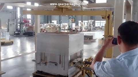 Automatic product carton pallet PE film wrapping sealing packing machine packing video