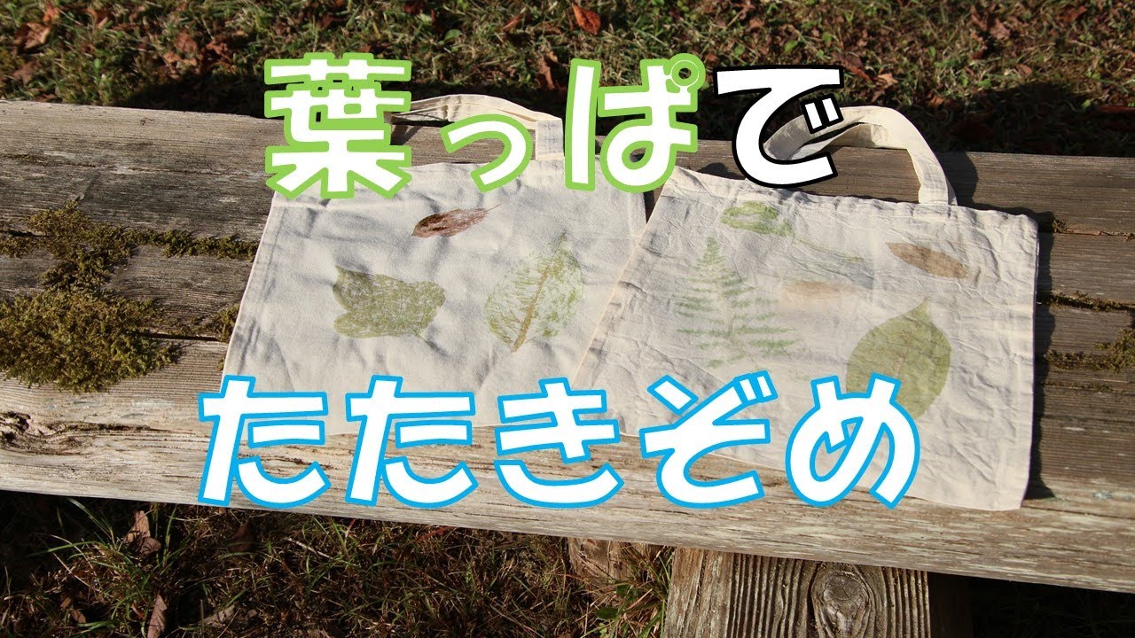 色々な葉っぱでたたき染め - YouTube