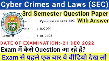 Cyber Crimes And Laws 3rd Semester Question Paper | Cyber Crime and law bcom 3rd Semester Question