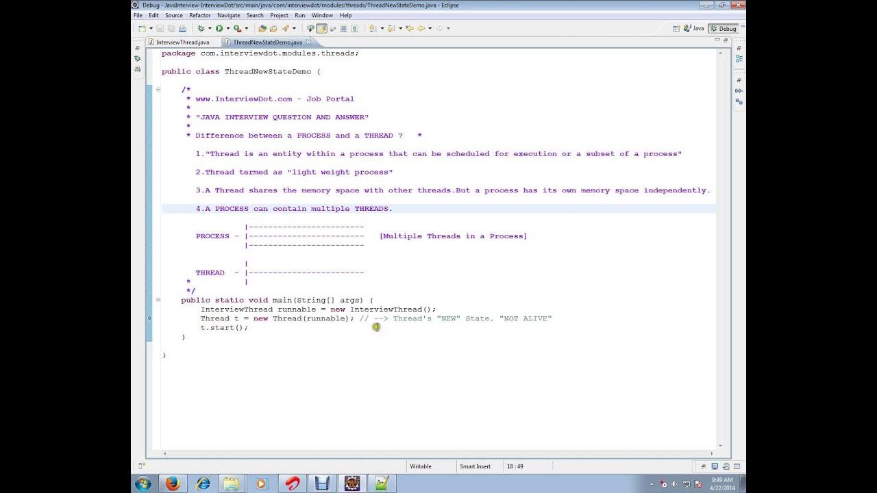 JAVA DIFFERENCE BETWEEN PROCESS AND THREADS - YouTube