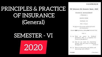Principles & Practice of Insurance (General) 6th Semester 2020 Tripura University Question Paper