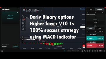 Deriv Binary options Higher lower V10 1s 100% success strategy using MACD indicator