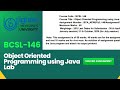 BCSL-146 Object Oriented Programming Using Java | Exam Important Questions