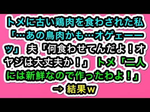 【スカッとする話】トメに古い鶏肉を食わされた私「…あの鳥肉かも…オゲェーーッ」 夫「何食わせてんだよ！オヤジは大丈夫か！」 トメ「二人には新鮮なので作ったわよ！」→ 結果ｗ【スカッと実話ジャパン】