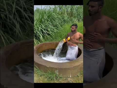 Village Boy tubewell video most handsome boy of 2024 #tubewell #swimming #desiboy #village