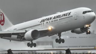 [18Minutes] BAD Weather And Cross wind Plane Spotting TAKEOFF & LANDING at JAPAN (KOJ)4K