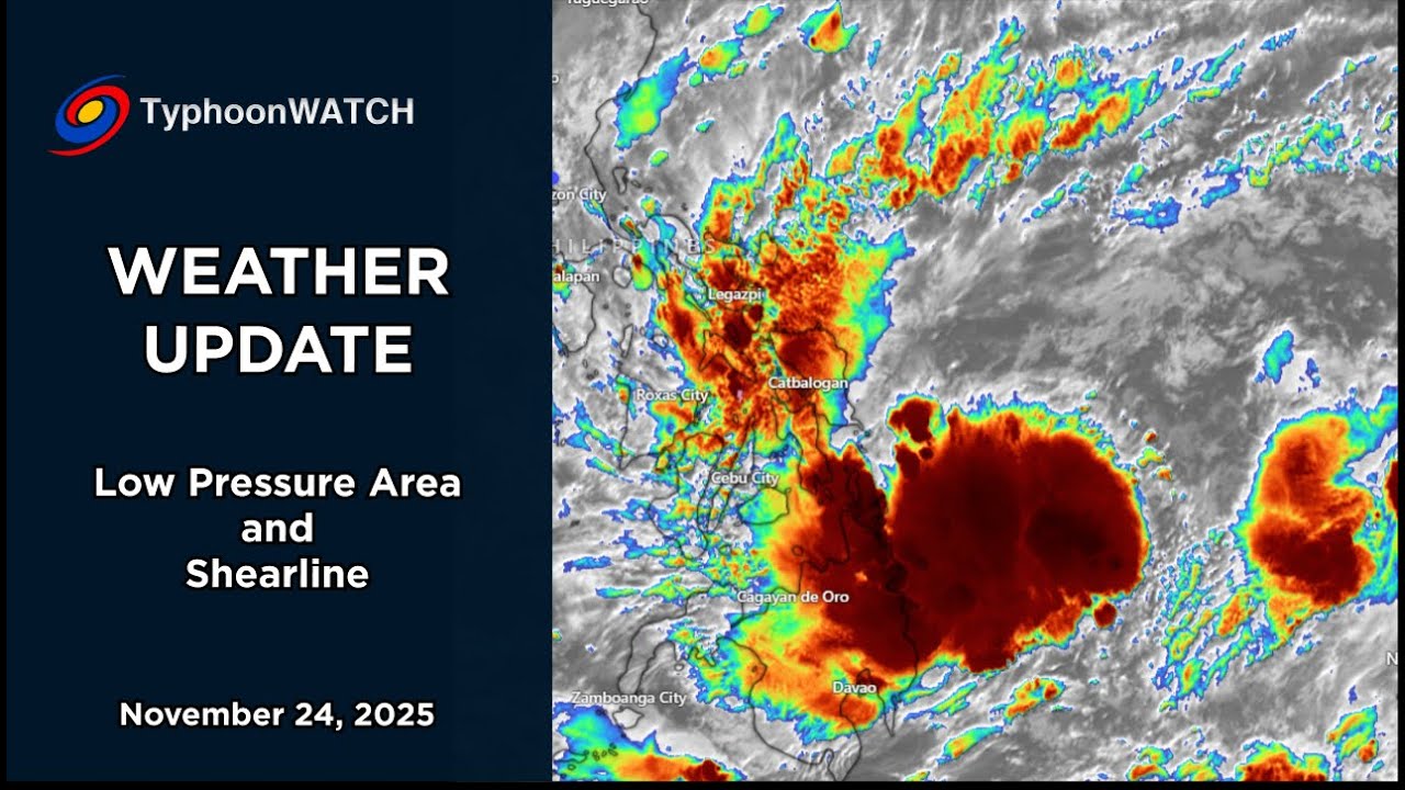 Low Pressure Area and Shearline Update - November 24, 2025