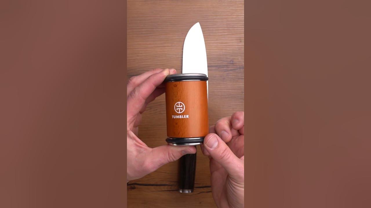 Sharpening a Shun knife to be sharper than a razor with Tumbler Rolling