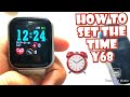 How to set the time and date on y68 smartwatch  tutorial  english