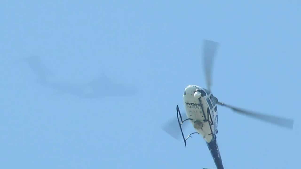 Chicago news choppers, air ambulance, C17 Globemaster III & other aircraft over downtown 5/18