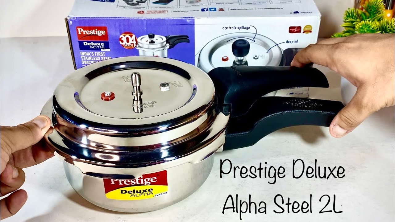 Prestige Deluxe Stainless Steel Mini Handi Pressure Cooker, 3.3-Liter