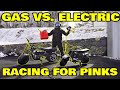 Racing DIY electric mini super bike vs Gas, Winner Takes All!