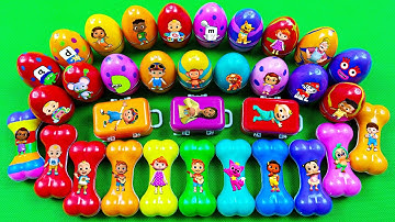 Rainbow Eggs SLIME 🌈 Looking Cocomelon, Numberblocks, Alphablocks in CLAY Bones Coloring – ASMR