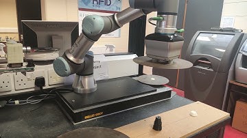 Cut-off/ grinding wheel measurement system using UR collaborative robots and Keyence vision system