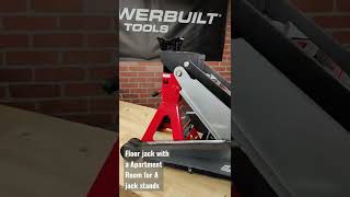 Powerbuilt UJack a Floor Jack with room for a Jack Stand cause Safety comes first.