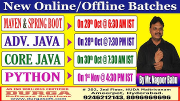 New Batches in Online Training @ DURGASOFT