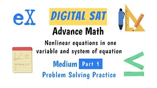 Digital SAT Advance Math Non Linear Equations | Medium Part 1