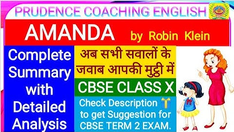 Amanda by Robin Klein Summary Detailed Analysis Amanda Ques Answers CBSE Class 10 Term 2 #English