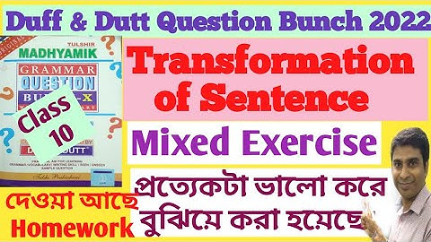 Class 10 Duff & Dutt Question Bunch English 2022 || Transformation of Sentence || Solved