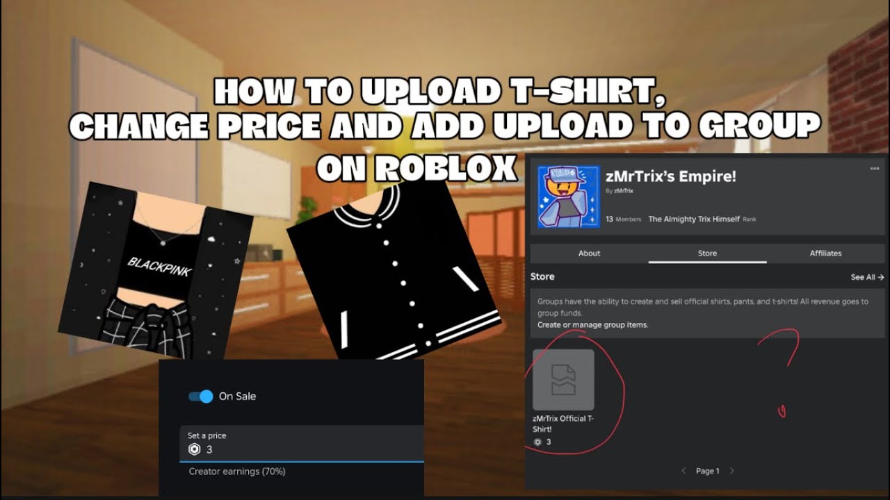 HOW TO UPLOAD T SHIRT CHANGE PRICE AND UPLOAD TO GROUP ON ROBLOX YouTube 