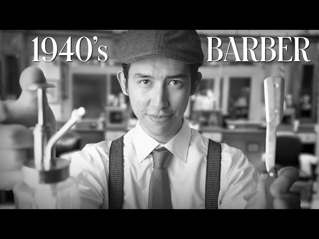 ASMR | The MOST realistic 1940's VINTAGE barber haircut EVER💈(4K) class=