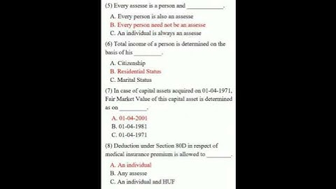 TYBCOM | DIRECT TAX | SEM V | MOST IMPORTANT MCQ
