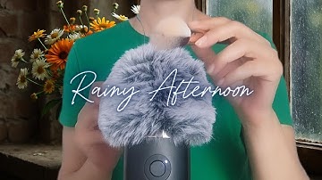 ASMR with Layered Rain ⛈ Thunder Sounds (No Talking) Fluffy Mic Scratching