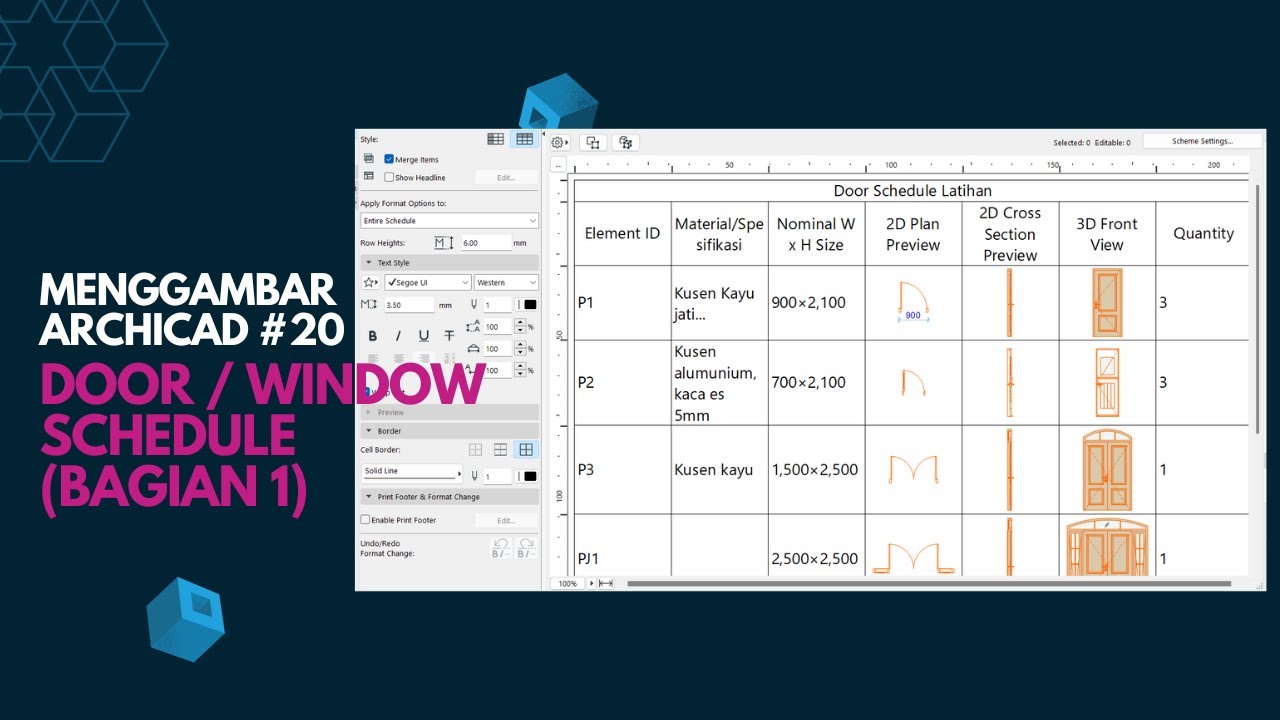 Archicad Eps.20 I Door Window Schedule (Bagian 1) - YouTube