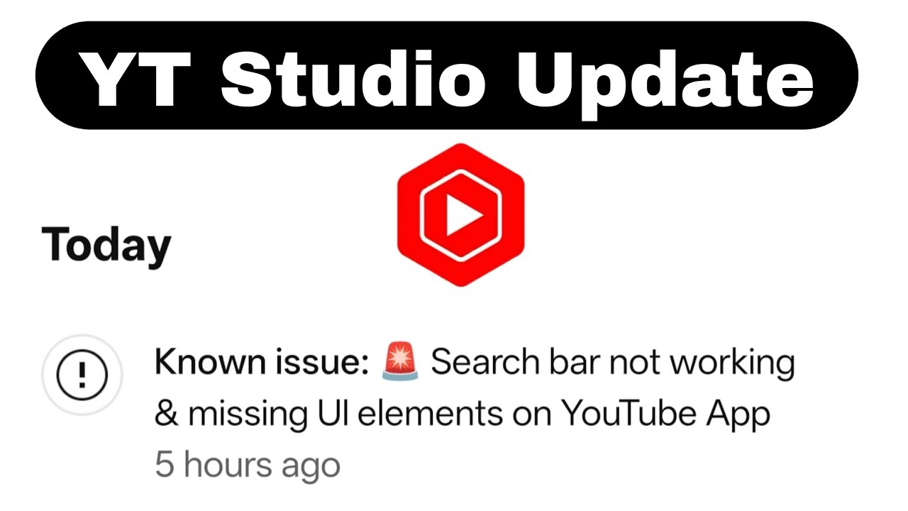 Known issue 🚨 Search bar not working & missing UI elements on YouTube ...