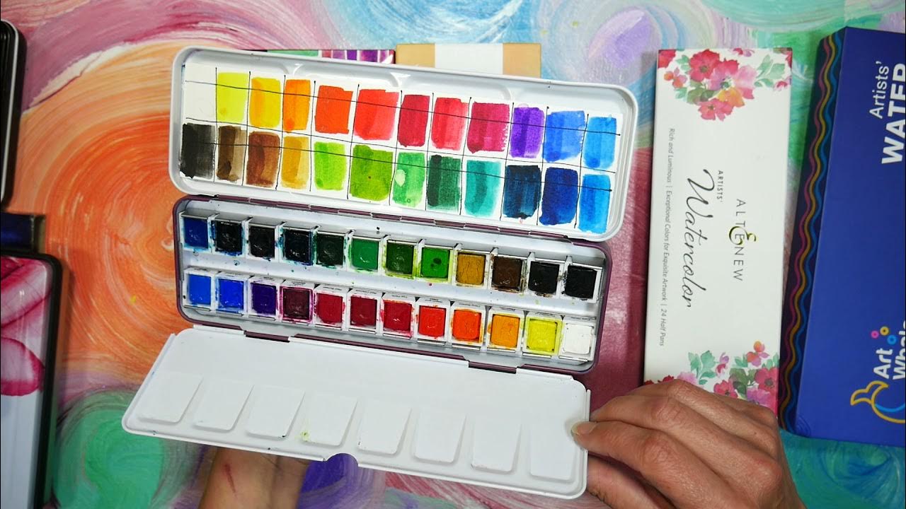 Mungyo watercolor 24 color paint set review and swatches