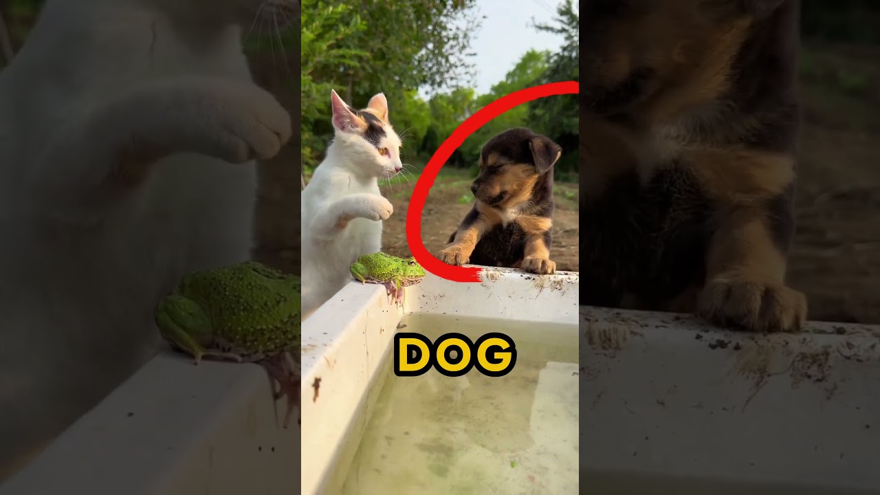 Cute Dog Beaten by a Kitten