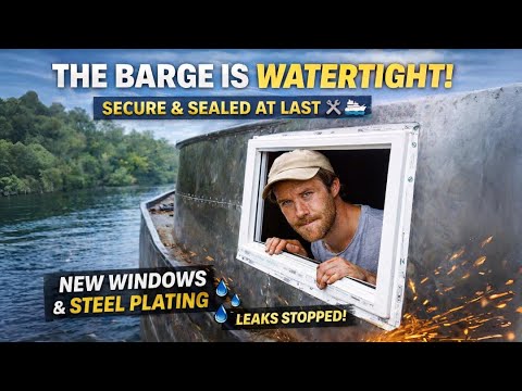 Making the Barge Watertight at Last 🚢🔧 | New Windows & Steel Plating ...