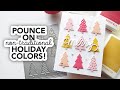 Fun holiday cards with pounced on ink in non-traditional colors!