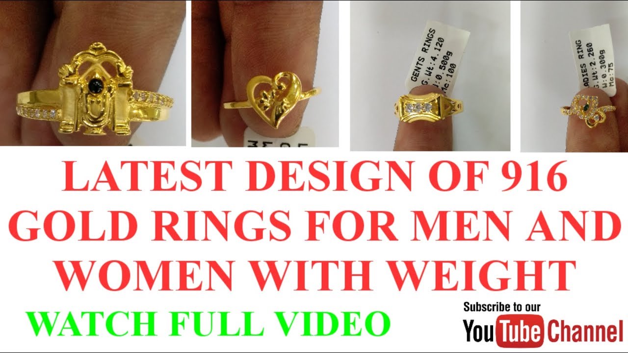 Latest Design Of 916 Gold Rings For Men And Women With Weight Youtube